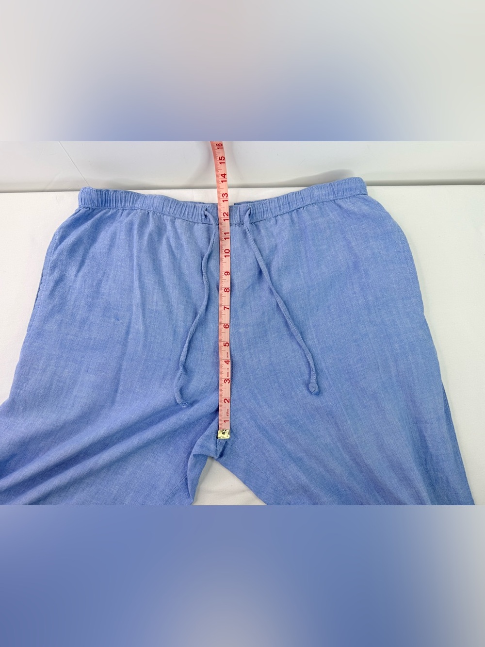 Argee Elastic Waist Light Blue Drawstring Cotton Pants Size Large - Picture 7 of 8